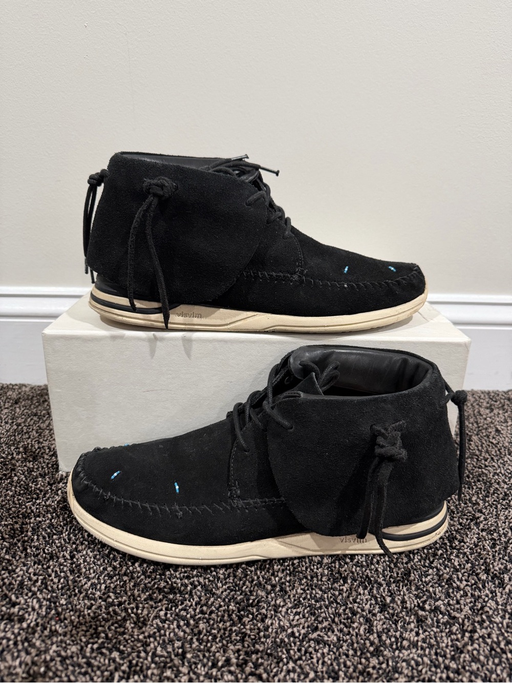 Visvim FBT Lhamo Folk Black Suede Sneaker